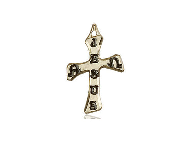 14kt solid gold medium cross pendant 3/4 inch by 1/2 inch handcrafted by Bliss Manufacturing USA