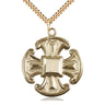 14kt gold filled large cross necklace 1 1/2 x 1 1/4 inch pendant 24 inch chain handcrafted USA Bliss