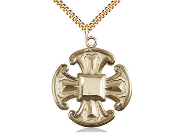 14kt gold filled large cross necklace 1 1/2 x 1 1/4 inch pendant 24 inch chain handcrafted USA Bliss