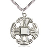 Sterling silver large Catholic cross necklace 1 1/2 x 1 1/4 inches with 24 inch chain by Bliss USA
