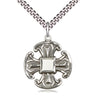 Medium sterling silver cross necklace 1 x 7/8 inches with 24 inch curb chain handmade by Bliss