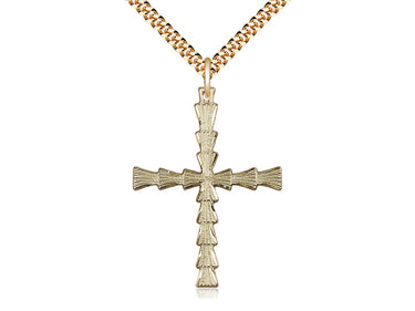 14kt gold filled large Catholic cross necklace 1 3/8 x 1 inches with 24 inch chain by Bliss USA