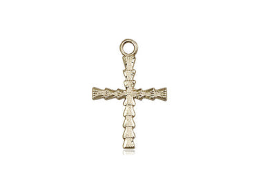 14kt solid gold medium cross pendant 3/4 inch by 1/2 inch handcrafted in USA by Bliss Manufacturing