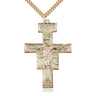 Extra Large 14kt Gold Filled San Damiano Crucifix Necklace 2 inch by 1-3/8 inch with 24 inch Curb Chain by Bliss