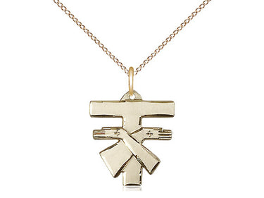 Small 14kt Gold Filled Franciscan Tau Cross Necklace 5/8 x 1/2 inch on 18 inch chain by Bliss