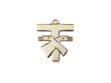 Small 14kt solid gold Franciscan Tau cross pendant 5/8 x 5/8 inches handmade by Bliss Manufacturing