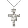 Large Sterling Silver San Damiano Crucifix necklace with 1 1/4 x 7/8 inch pendant on 18 inch chain by Bliss