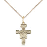 Small 14kt Gold Filled San Damiano Crucifix necklace with 5/8 x 3/8 inch pendant on 18 inch chain by Bliss
