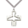 Sterling Silver Holy Spirit Dove Pendant Necklace 1-1/8x1 with 24 inch chain handcrafted by Bliss Manufacturing USA