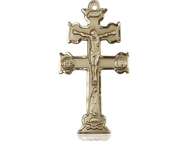 Large 14kt Solid Gold Caravaca Crucifix Pendant 1 1/2 x 3/4 inches handcrafted by Bliss Manufacturing