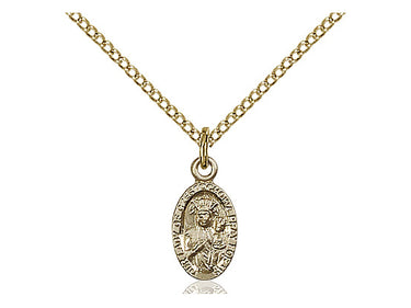 14kt Gold Filled Our Lady of Czestochowa Black Madonna Medal Necklace 1/2 x 1/4 inch on 18 inch chain by Bliss