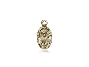 14kt Solid Gold Our Lady of Czestochowa Black Madonna Medal Pendant 1/2 x 1/4 inch handmade by Bliss