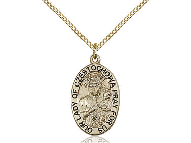 Gold filled Our Lady of Czestochowa medium medal necklace 7/8 x 1/2 inches with 18 inch chain by Bliss
