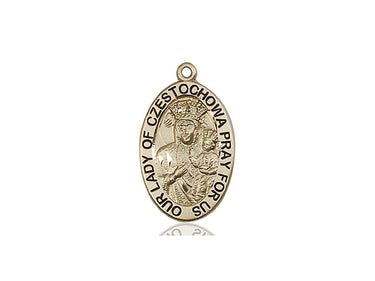 14kt solid gold Our Lady of Czestochowa medium medal pendant 7/8 x 1/2 inches by Bliss