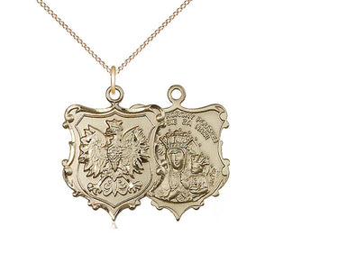 14kt gold filled Our Lady of Czestochowa medal necklace 1 x 3/4 inch pendant 18 inch chain Bliss