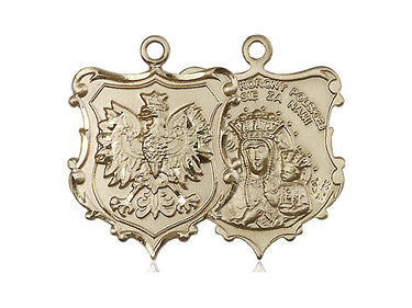 14kt solid gold Our Lady of Czestochowa medal pendant 1 x 3/4 inches handcrafted by Bliss Manufacturing