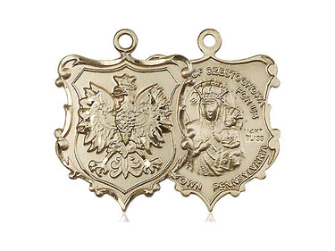 14kt solid gold Our Lady of Czestochowa Black Madonna medal pendant, 1 inch by 3/4 inch, by Bliss