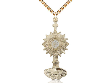 14kt Gold Filled Extra Large Monstrance Pendant Necklace 2⅛x⅞ on 24 Inch Chain by Bliss