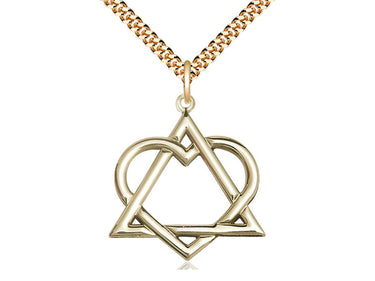 14kt Gold Filled Adoption Heart Catholic Necklace 1-1/8x1 inch pendant 24 inch chain Bliss