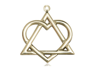 14kt Solid Gold Adoption Heart Catholic Medal Pendant 1-1/8x1 inch Bliss USA