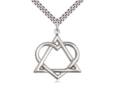 Sterling Silver Adoption Heart Necklace 1 1/8 x 1 inch Pendant 24 inch Chain Bliss Manufacturing