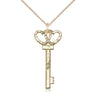 Gold Filled Large Irish Key with Double Hearts Pendant Necklace 1 1/4 x 1/2 inch with 18 inch chain by Bliss Manufacturing