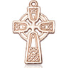 Large 14kt solid gold Celtic cross pendant 1 3/8 x 7/8 inches with intricate knotwork by Bliss