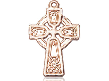 Large 14kt solid gold Celtic cross pendant 1 3/8 x 7/8 inches with intricate knotwork by Bliss