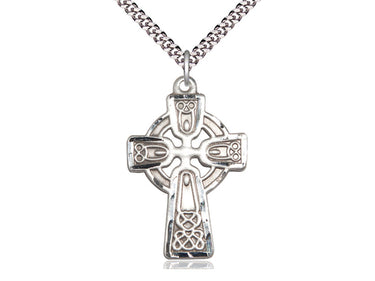 Large Sterling Silver Celtic Cross Necklace 1 3/8 x 7/8 with 24 inch Chain USA Made by Bliss