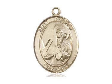 14kt Solid Gold St. Andrew the Apostle Medal Pendant 1 x 3/4 inch by Bliss Manufacturing