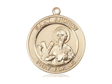 14kt Solid Gold St. Andrew the Apostle Medal Pendant 1 x 5/8 inch by Bliss Manufacturing