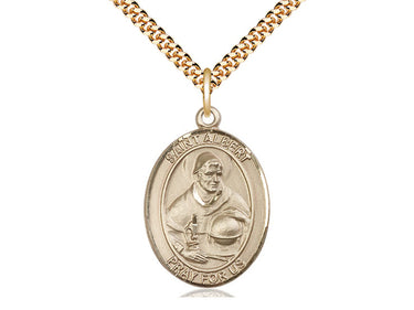 14kt Gold Filled St. Albert the Great Medal Necklace 1 x 3/4 inch pendant on 24 inch chain by Bliss
