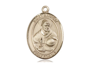 14kt Solid Gold St. Albert the Great Medal Pendant 1 x 3/4 inches Handcrafted USA Bliss Manufacturing