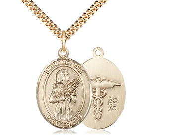 14kt Gold Filled St. Agatha patron saint medal necklace 1 x 3/4 on 24 inch chain by Bliss