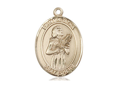 14kt Solid Gold St. Agatha Medal Pendant 1 x 3/4 inch Bliss USA handcrafted