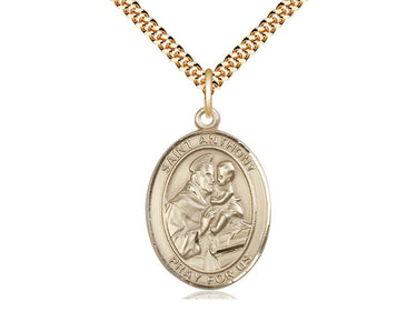 14kt gold filled St. Anthony of Padua medal necklace 1 x 3/4 inch pendant with 24 inch chain by Bliss