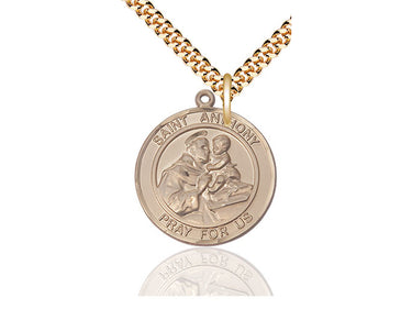 14kt gold filled St. Anthony of Padua medal necklace 1 x 5/8 inch pendant with 24 inch chain by Bliss
