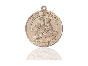 14kt solid gold St. Anthony of Padua medal pendant medium 1x5/8 handcrafted by Bliss Manufacturing USA
