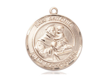 14kt solid gold San Antonio medal pendant 1x5/8 medium size handcrafted by Bliss Manufacturing