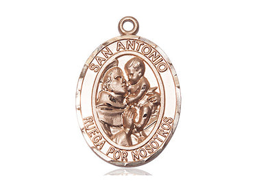 14kt solid gold San Antonio medal pendant medium 1x3/4 handcrafted by Bliss Manufacturing USA