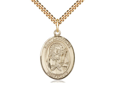 14kt Gold Filled St. Apollonia Patron Saint Medal Necklace 1x3/4 inch Medium Pendant 24 inch Chain Bliss