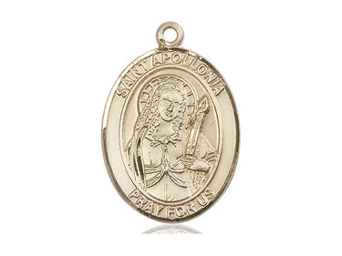 14kt Solid Gold St. Apollonia Patron Saint Medal Pendant 1 x 3/4 inch Handcrafted by Bliss USA