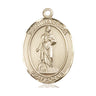14kt Solid Gold St. Barbara Patron Saint Medal Pendant 1 x 3/4 inch handcrafted by Bliss