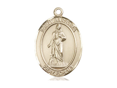 14kt Solid Gold St. Barbara Patron Saint Medal Pendant 1 x 3/4 inch handcrafted by Bliss