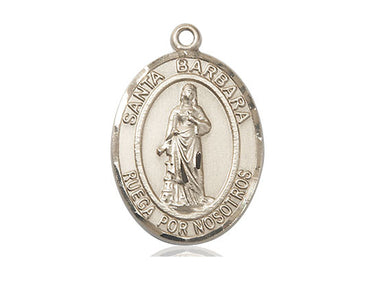 14kt Solid Gold Santa Barbara Patron Saint Medal Pendant 1 x 3/4 inch handcrafted by Bliss