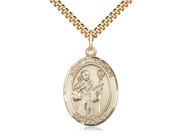 14kt Gold Filled St. Augustine Patron Saint Medal Necklace 1x3/4 inch Medium Pendant 24 inch Chain Bliss
