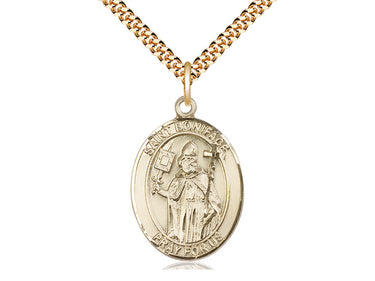 14kt Gold Filled St Boniface Patron Saint Medal Necklace 1 inch by 3/4 inch on 24 inch Chain USA Made by Bliss