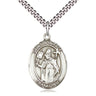 Sterling silver St. Boniface patron saint medal necklace 1x3/4 inch on 24 inch chain by Bliss