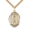 14kt gold filled St. Blaise patron saint medal necklace 1 inch by 3/4 inch on 24 inch chain handmade by Bliss Manufacturing USA