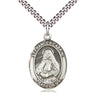 Sterling Silver St. Frances Cabrini Medal Necklace 1 inch by 3/4 inch on 24 inch curb chain by Bliss